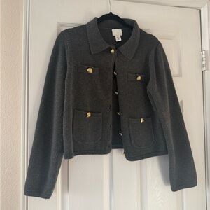 Gold Button Collared Cardigan H&M